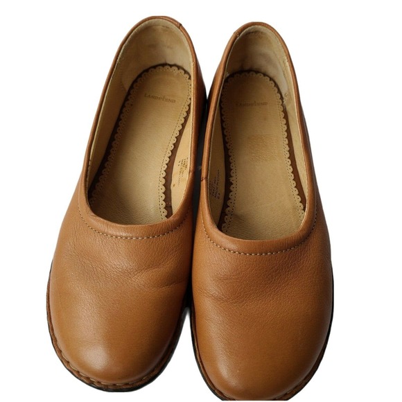 Land's End Leather Tan Slip On Flat Shoes Size 8.5 - Picture 3 of 10